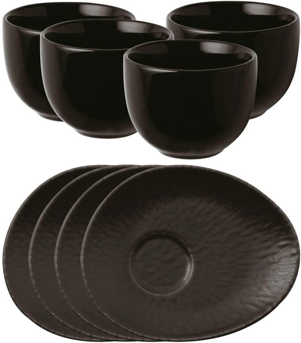 Kaffeeservice ARTHUR KRUPP "M/Teller Onyx 4 Stück", schwarz, Geschirr-Sets, Kaffeeservice schwarz Einheitsgröße