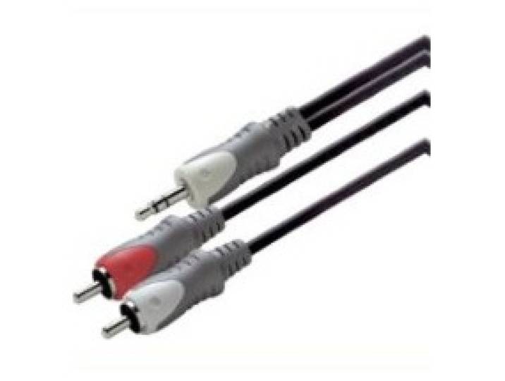 Scanpart audio kabel 3.5mm jack - 2xRCA 3,0m Mini jack kabel Zwart