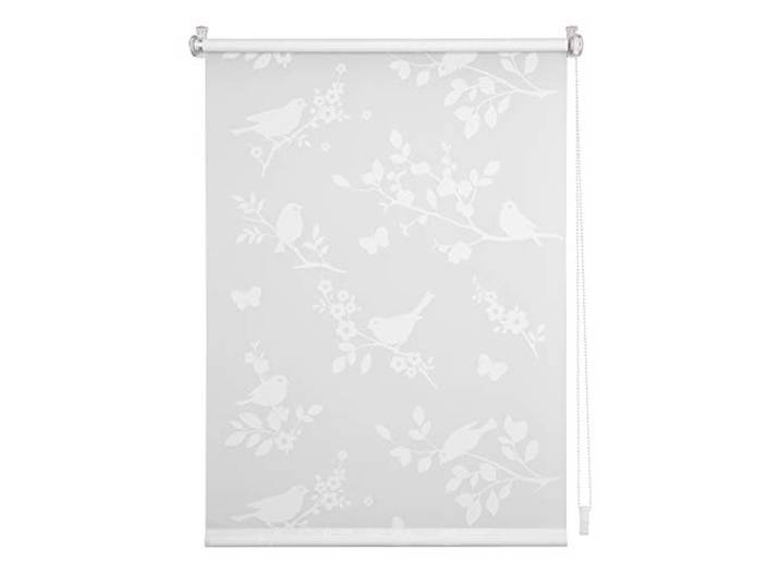 Lichtblick Seitenzugrollo Klemmfix, ohne Bohren, Klemmträger, lichtdurchlässig, Blickdicht, Ausbrenner, weiß-weiß Weiß Pflanze, 70 cm x 150 cm (B x L)