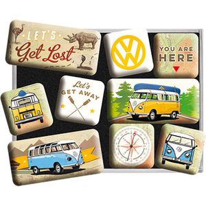 Nostalgic-Art Magnete VW Bulli Let's Get Lost, Magnetset, verschiedene Motive und Größen, 9 Stück