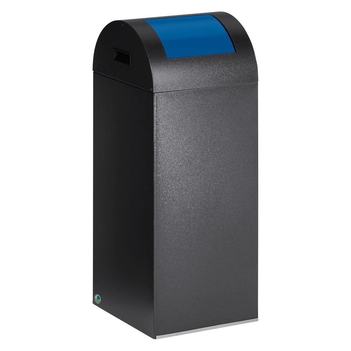 VAR Selbstlöschende Wertstoffsammler, 60 l, 320x800x320mm, antiksilber, Klappe blau (60 l) (21001)