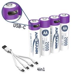 Ansmann USB-C® Akku Li-Ion 2000 mAh 1.5 V 4 St. 1312-0036