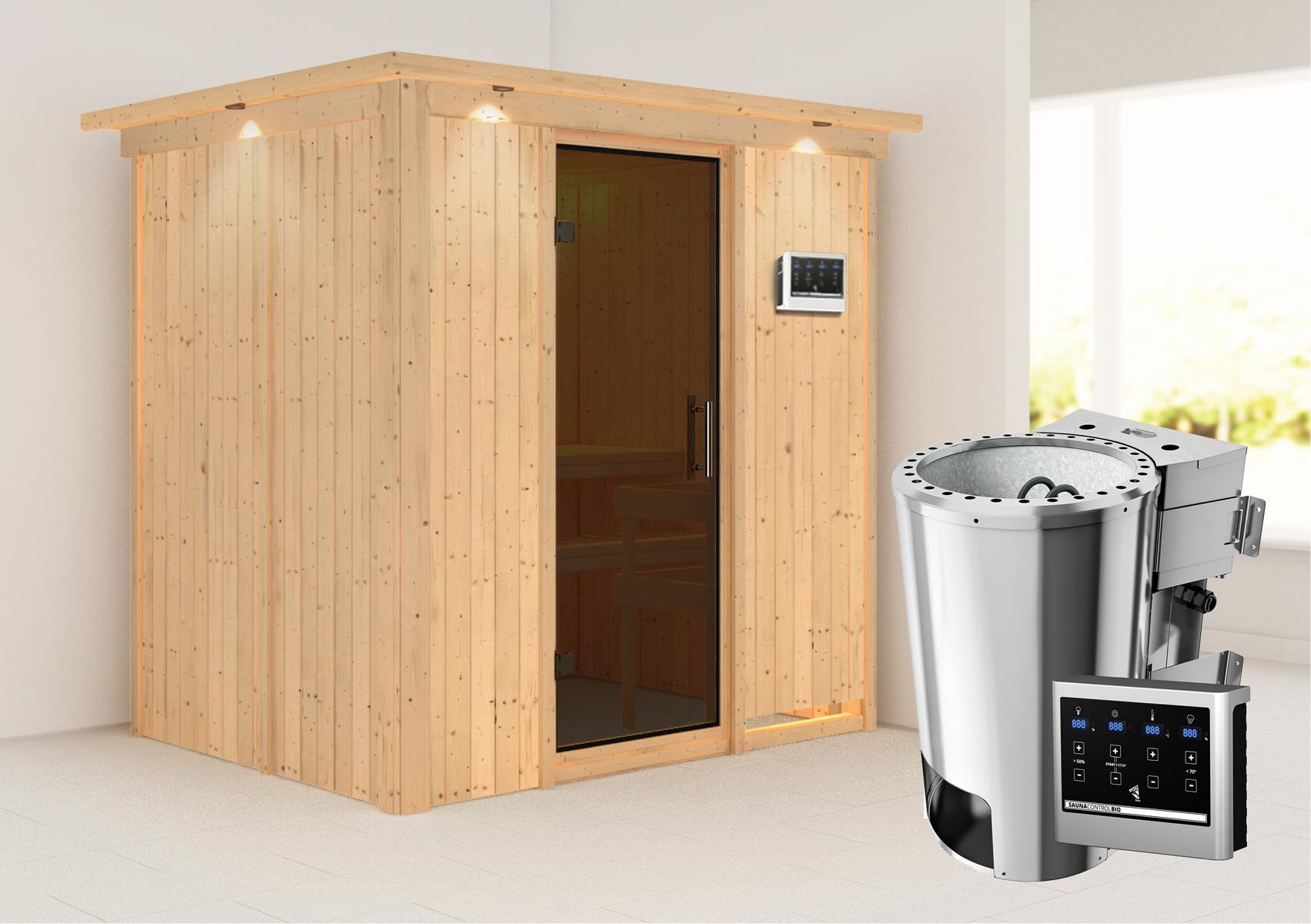 KARIBUHOLZT Sauna Fanja Front 3,6kW Bio ext. S graphitf. GGT u. DK 16880009