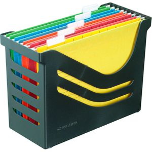 Jalema Hängeregister-Box Re-Solution, A4, für 15 Hängemappen, inkl. 5 Mappen, schwarz