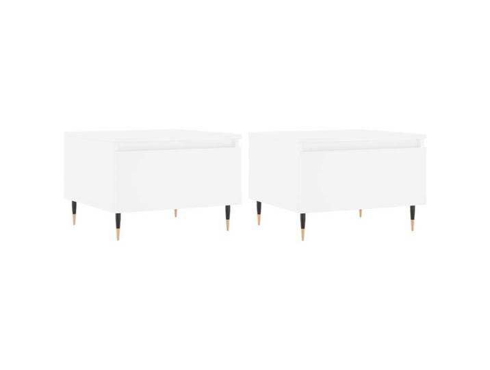 Lot de 2 tables basses d appoint avec tiroir 50 x 46 x 35 cm bois d ingenierie blanc et meal DEC040307