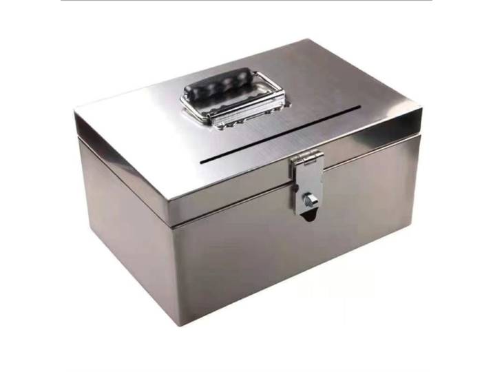Boîte de rangement en acier inoxydable de Style épaissi, serrure par mot de passe, valise, boîte de rangement de monnaie, boîte de sécurité, armoire confidentielle ZG683