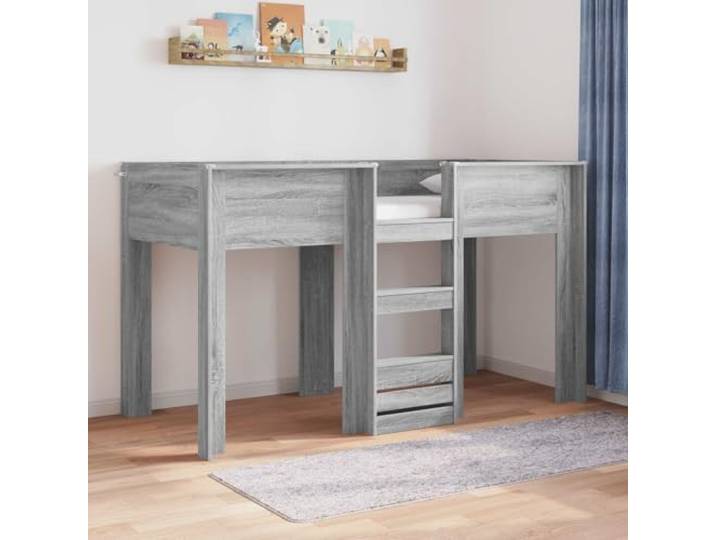 RJPLMFV Etagenbett für Kinder, Grau Sonoma, 75 x 190 cm Holzwerkstoff, 2 Einzelbetten, modernes Design, inklusive Latten, geteiltes Schlafzimmer