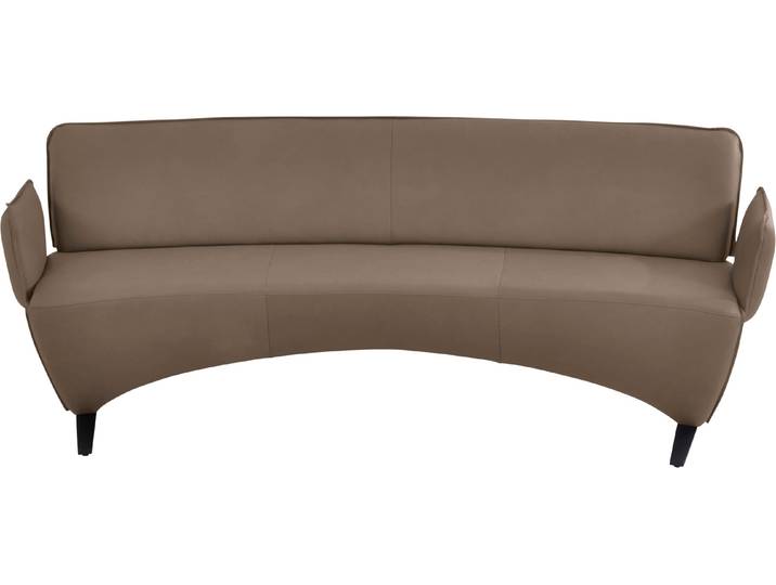 Polsterbank K+W KOMFORT & WOHNEN, braun (wueste), B:216cm H:87cm T:66cm, Sitzbänke, Polsterbank, Leicht abgerundete Segmentbank im hochwertigen Leder, mit Armlehnen