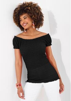 Plus Size Women's Stretchy Off the Shoulder Tee by Joe Browns in Black (Size 1X)