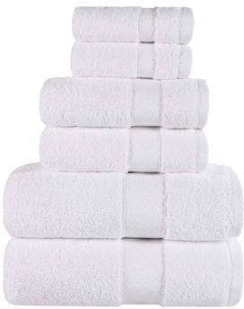 Blue Nile Mills Diamond Dobby Egyptian Giza Cotton 6-Piece Towel Set - Ultra Plush Luxury Bathroom Towels