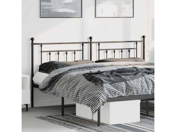 Stilvolle Metallbett-Kopfteil 180 cm, schwarz, aus pulverbeschichtetem Stahl, sorgt für eine robuste Rückenstütze beim Lesen.