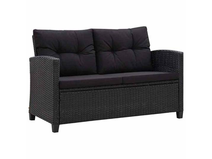 @FRENCH Salon de jardin extérieur Sofa de jardin - TOP VENTES - Canapé 2 places de jardin et coussins Noir 124cm Résine tressée