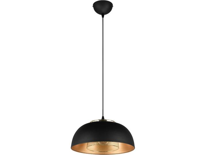 REALITY LEUCHTEN Pendelleuchte Punch , schwarz (schwarz matt), 1, Ø 35cm H: 150cm, 1 Stk., Leuchten, Industrie-Look mit Doppelschirm schwarz-gold, exkl 1xE27 max 40W, Pendelleuchte