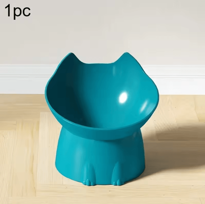 Uplift Curations Elevated Elevated Cat Bowl Anti Tip Raised Pet Feeding Dish With Tilted Edge Neck Protection For Cats blue