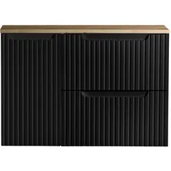 Helloshop26 - Waschtischunterschrank Badezimmer Design Stauraum 80 x 60 x 40 cm schwarz Eichenoptik