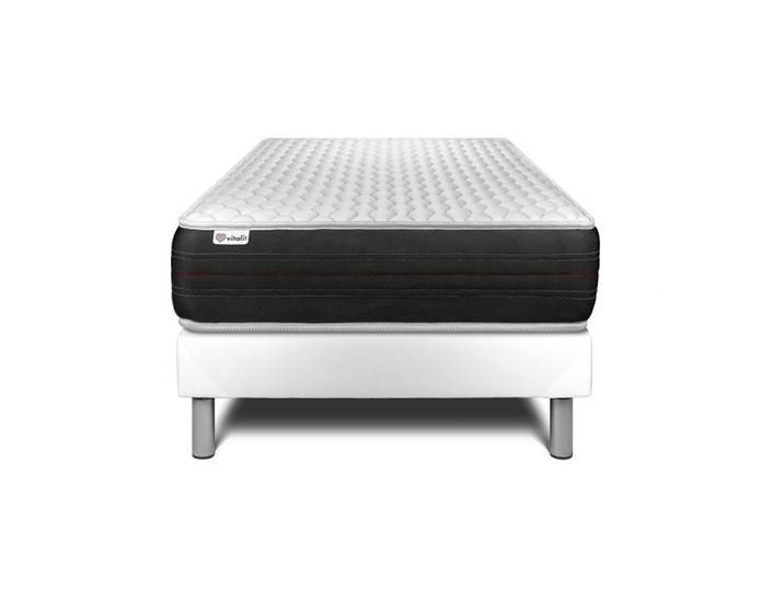 Ensemble Matelas Sommier 120x190 cm - Sommier Blanc (en kit) - Vitalspring Blanc