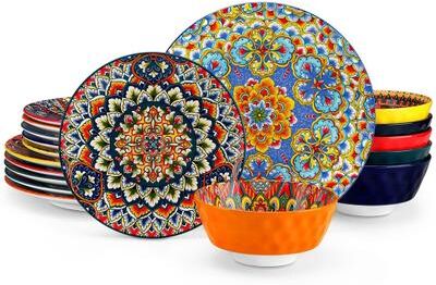 vancasso LUMI Diamond Texture 12 or 18 Piece Porcelain Dinnerware Set