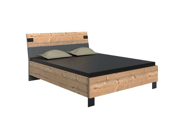 Lomadox Bett MONTELLA-43, 160x200 cm Liegefläche, Holzdekor mit graphit