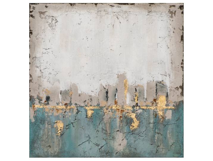 Bild Abstrakte Farbkomposition in Blau und Gold image LAND 70x70 cm