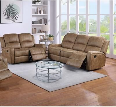 Esofastore Manual Sofa 3pc Set Vertical Tufted Set Chestnut Finish