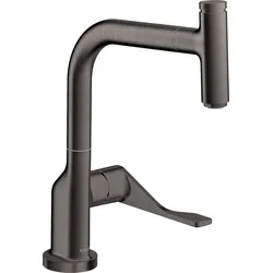 hansgrohe AXOR Citterio DN15 Einhebel-Küchenmischer Select 230 mit Ausziehauslauf, 39861340, Farbe: Brushed Black Chrome