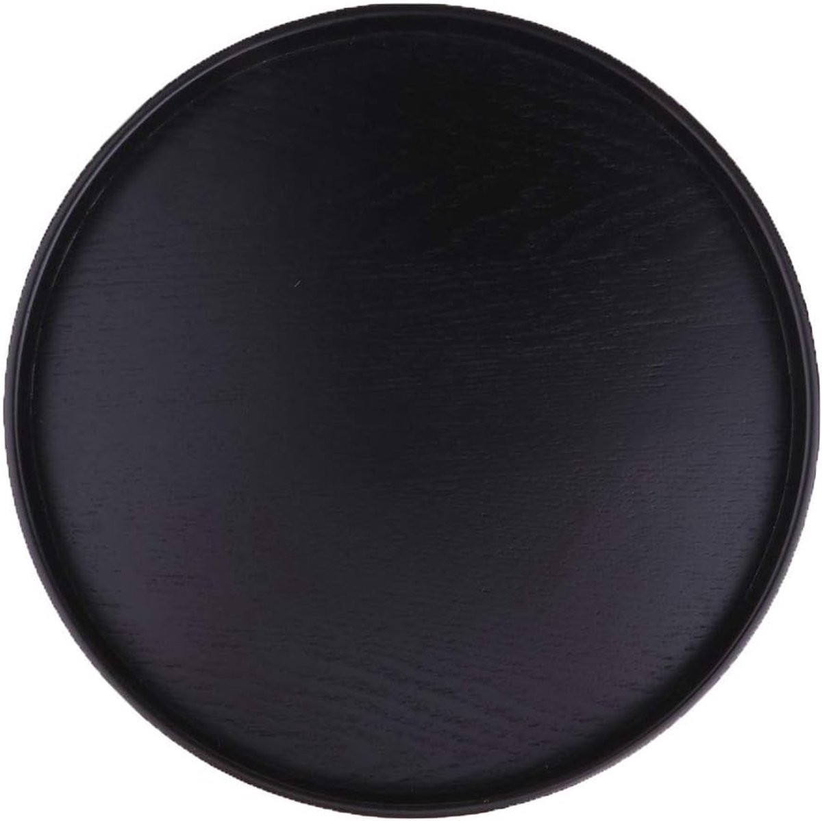 Handgemaakt houten dienblad ronde schotel zwart met 21 cm diameter