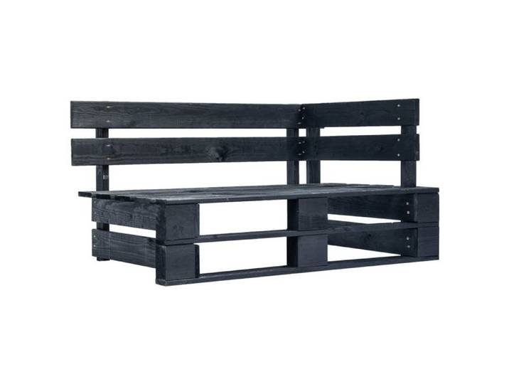 Noir Banc d'angle palette de jardin bois noir - Siege de jardin H17832