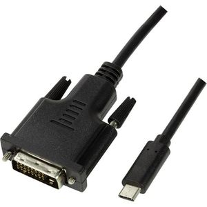 LogiLink DVI-Kabel UA0331, 60 Hz, USB-C auf DVI-D, Dual-Link, Full-HD 1980 x 1080p, 1,8 m
