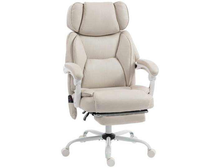Homcom Bürostuhl Kunstleder Cremeweiß, Kunststoff, Füllung: Schaumstoff, 75.5x122.5x70 cm, Büromöbel, Bürostühle, Chefsessel