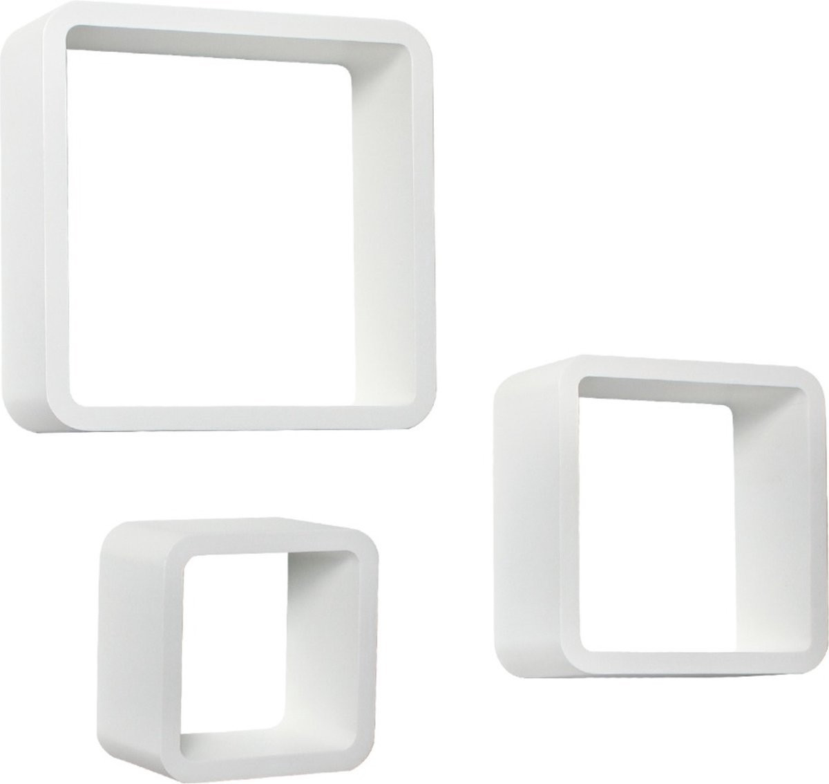 Bolt Edge Cube Wandplank Set van 3 - Zwevend Wandrek - Wit MDF