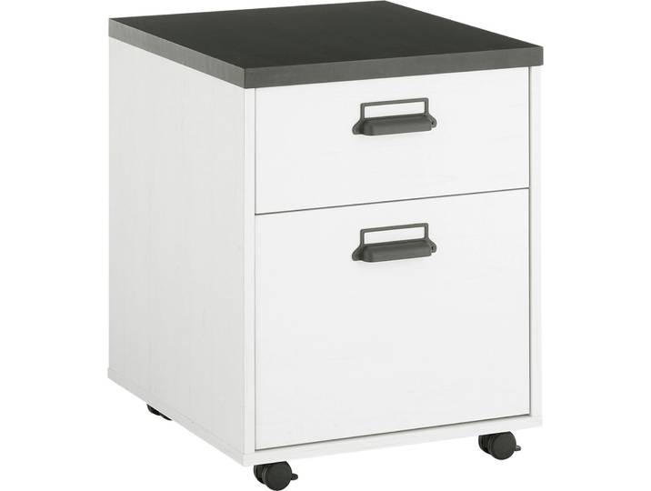 Rollcontainer HOME AFFAIRE SHERWOOD , weiss (pinie weiß dekor), B:47cm H:60cm T:51cm, Holzwerkstoff, Rollwagen, Rollcontainer, mit Apothekergriffen aus Metall, Breite 47 cm, Soft-Close-Funktion