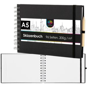 OfficeTree Skizzenbuch A5 quer, 200 g/m², weiß, Spiralbindung, 48 Blatt