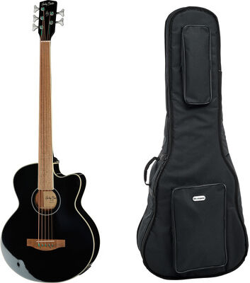 Harley Benton B-35BK-FL Acoustic Bass w/Bag Noir haute brillance