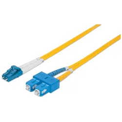 Intellinet Glasfaser LWL-Anschlusskabel, Duplex, Singlemode, LC/SC, 9/125 μm, OS2, 2 m, gelb