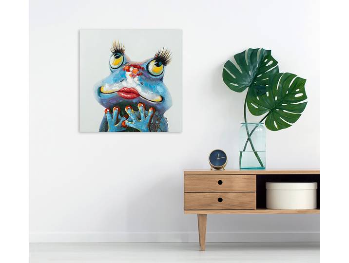 Leinwandbild Verliebter Frosch Mischgewebe Multicolor 70 x 70 x 3cm