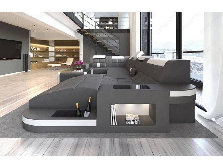 Designsofa Relax Wave U-Form aus Leder