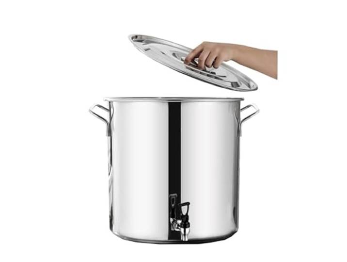 Suppentopf Mit Zapfhahn - Suppentopf Aus Edelstahl, Runder Suppentopf Mit Soft-Touch-Griffen, Suppentopf Aus Edelstahl Mit Verbundboden, 5–65 L Weinkübel, Verdickte Milchkanne Mit Zapfhahn ( Size : 30
