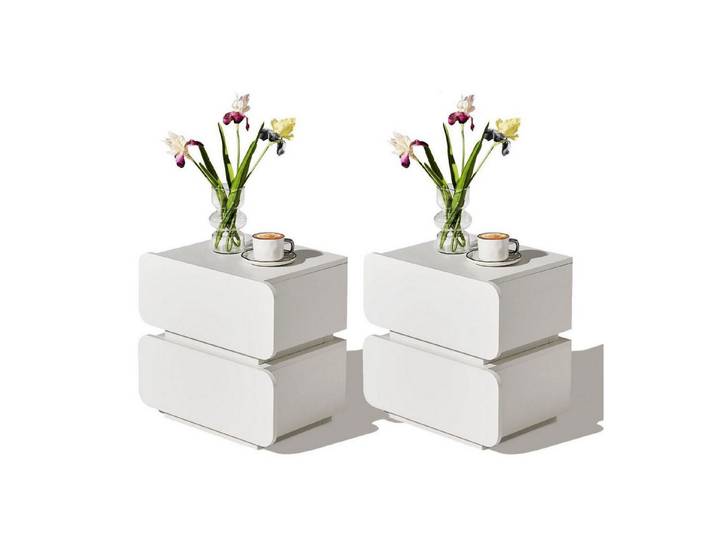 LuxusKollektion Nachttisch Nachttisch 2er Set weiß 50x35x46 cm
