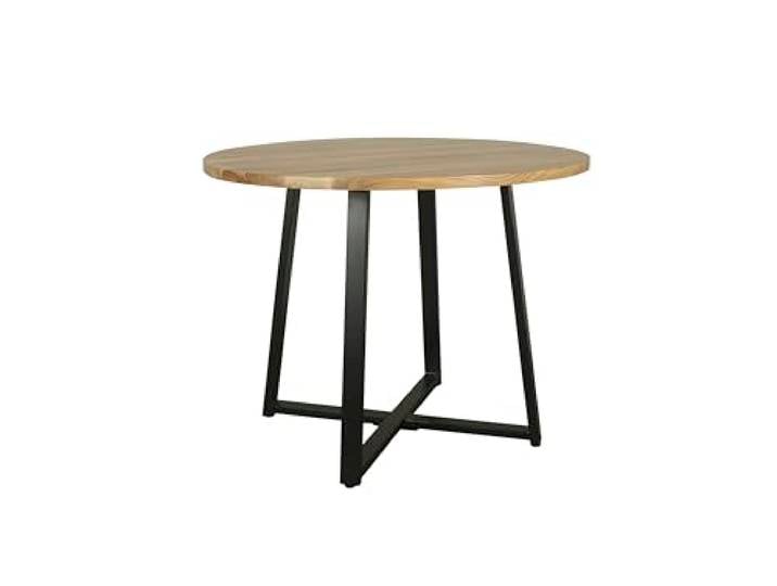byLIVING Esstisch Arrow, Tischplatte Massivholz Akazie Natur, Rund Metallgestell schwarz, D 100, H 77 cm