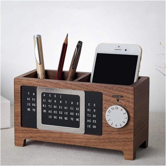 Houten Bureau Organizer met Kalender - Rood
