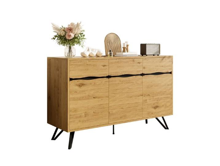 SOFTWEARY Sideboard (Breite 140 cm), Wohnzimmerschrank, Mehrzweckschrank
