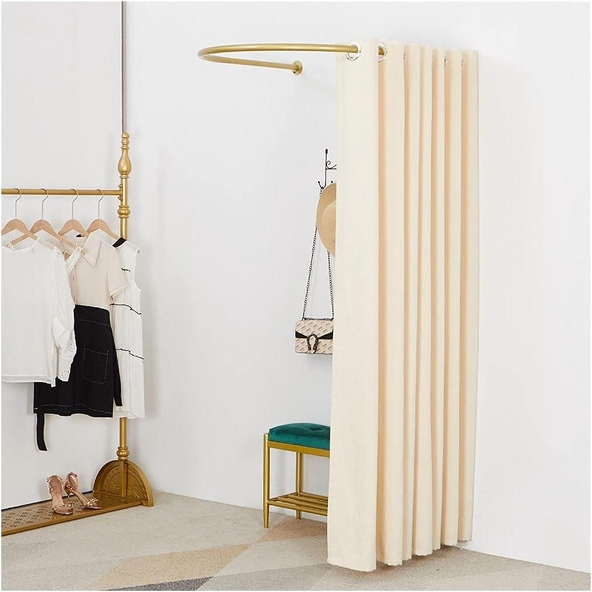 Mobiele Kleedkamer - Draagbare Paskamer met Verduisterende Stof - Grijs - Radius: 80 cm