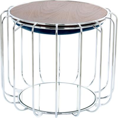 Beistelltisch KAYOOM "Pouf Comfortable 110, abnehmbares und wendbares Oberteil", blau (petrol, silber, silber), B:50cm H:45cm T:50cm, Eisen, MDF, Samtbezug, Schaumstoff, Spiegel, Tische, Beistelltisch, praktisch umzuwandeln in Tisch oder Hocker, mit...