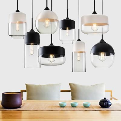On Spot Shop Nordic Pendant Lamp, Modern Glass Hanging LED Light Fixture For Restaurant, Living Room, Bedroom, Indoor Decoration a White Amber
