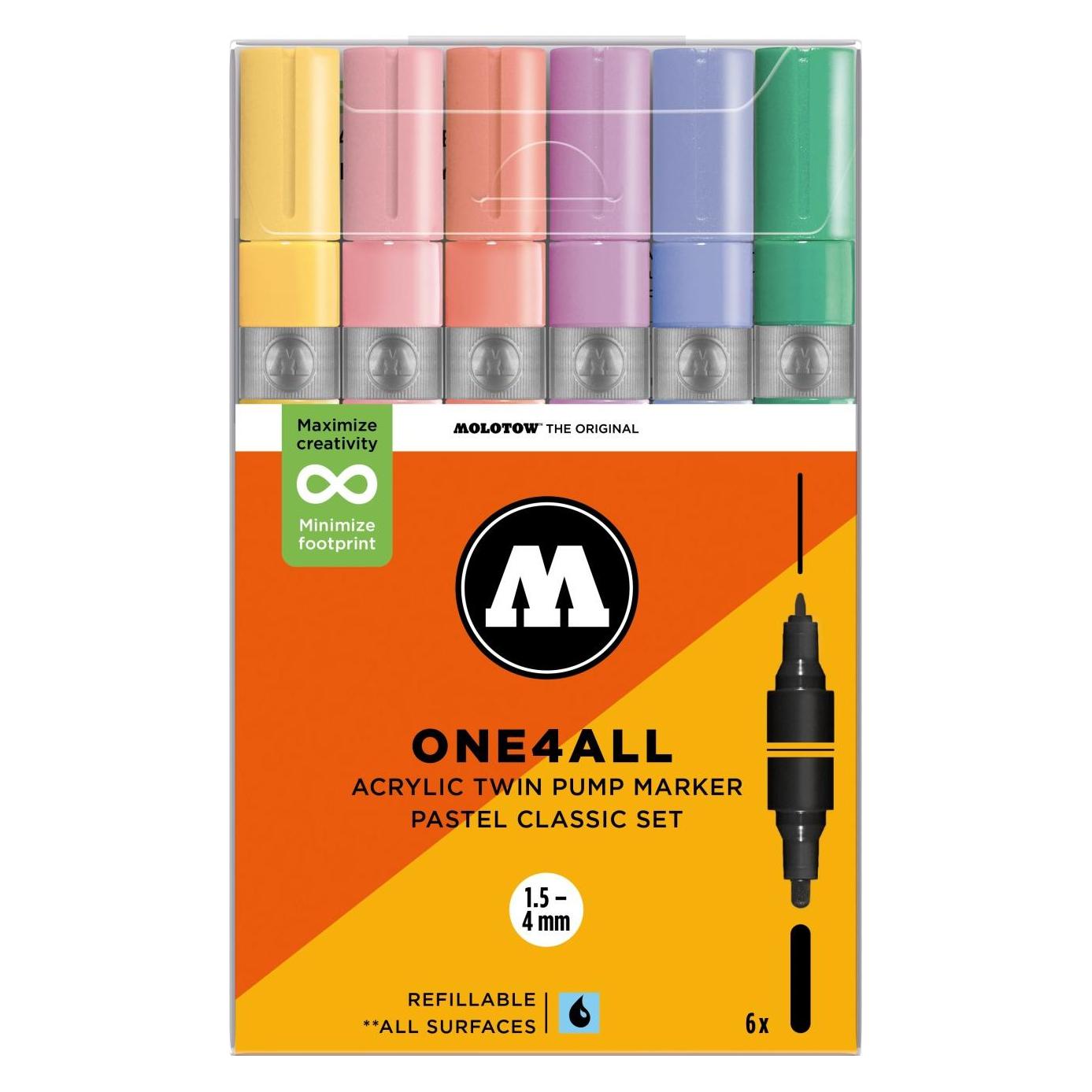 Molotow Acrylmarker One4All Acrylic Twin Pastel Classic Set (6x) (MO200859)