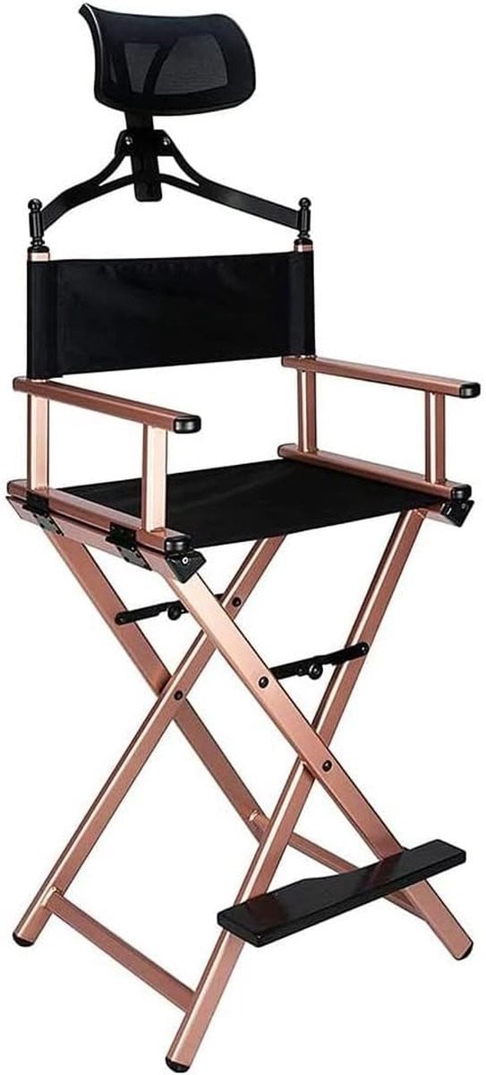 Professionele opvouwbare regisseursstoel voor make-up met aluminium frame en armleuningen - Goud