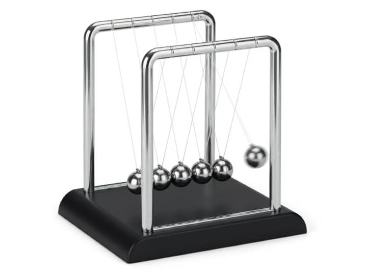 Relaxdays Pendule Newton\, décoration Bureau de Travail\, Physique\, Science & Art\, 5 Boules\, métal\, balancier\, argenté