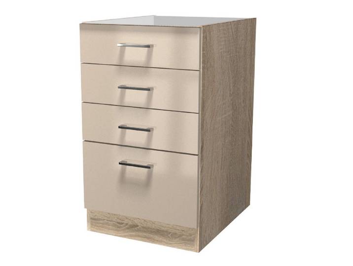 Flex-Well Schubkasten-Unterbau Schubkastenschrank ohne Arbeitsplatte - 50 cm breit - Kaschmir Glanz