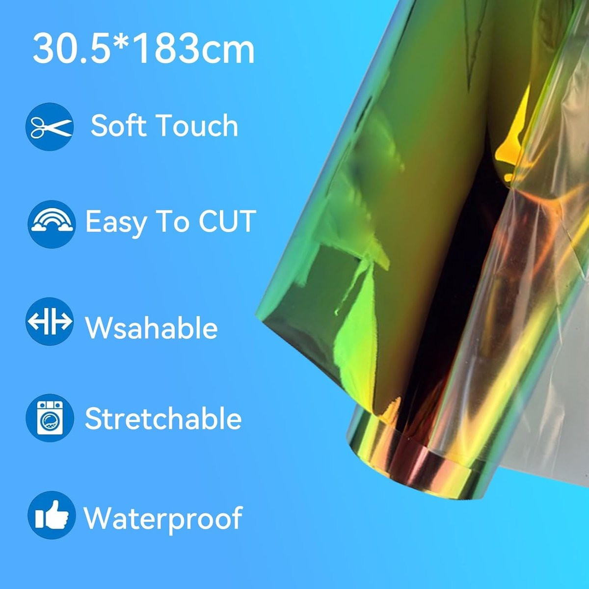 Holografische plotterfolie Rood - Reflecterende textiel folie voor personalisatie - B: 135 cm, L: 305 m
