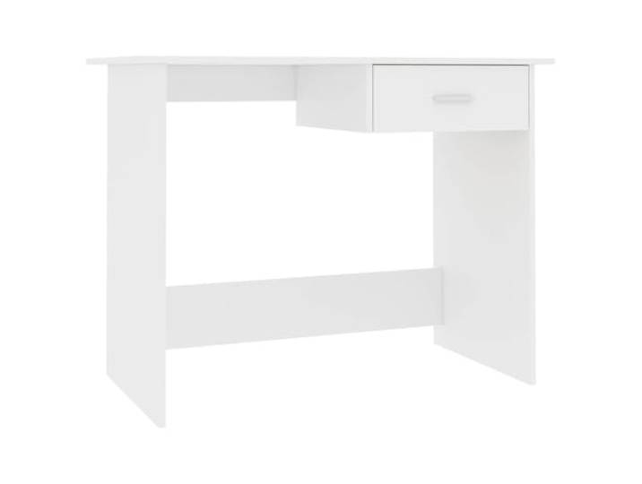 KPOTUERTU Schreibtisch Weiß 100x50x76 cm mit Schublade, Computertisch aus Holzwerkstoff für Arbeitszimmer, Schlafsaal oder Flur, moderner Konsolentisch